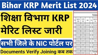 KRP Merit List 2024  Bihar Education KRP List  KRP Final Selection ListKRP Merit List 2024 [upl. by Gnov600]