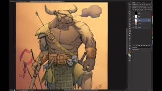 Photoshop comic coloring tutorial LIVESTREAM 1 Minotaur [upl. by Bough]