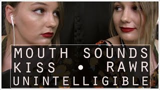 TWIN ASMR Mouth Sounds Kisses Unintelligible Left SideRight Side Rawr Mic Scratching [upl. by Gautier770]