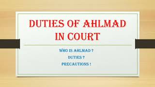 Duties of Ahlmad in court [upl. by Gem]