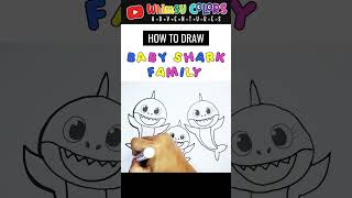 How to draw Baby Shark family for beginners  StepByStep easy drawings tutorial babyshark [upl. by Trumann]