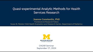 Quasiexperimental Analytic Methods for Health Services Research [upl. by Eizus245]