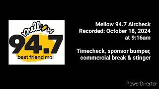 Mellow 947 FM Commercial Break October 2024 [upl. by Anemix]