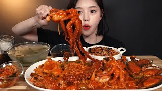 SUB매콤통통 쭈꾸미가득 해물찜 먹방  🐙🦐🦑 볶음밥 동치미까지 리얼사운드 Haemuljjim Braised Seafood mukbang ASMR [upl. by Victor]