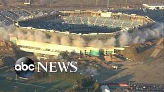 Demolition fails to bring down former home of Detroit Lions [upl. by Nowahs]