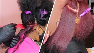 How to Dye Natural Hair Burgundy NO BLEACH  ft Loreal Technique [upl. by Atwekk]