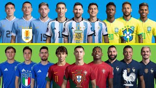 Argentina Brazil Uruguay vs Portugal Italy France  Messi Ronaldo Valverde Mbappe Neymar Chiesa [upl. by Ytram]