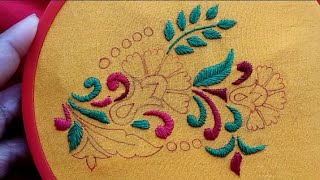 How To Stitch Flowers with Needle and Thread for Beginners Hand Embroidery Work Blouse Designs [upl. by Nivert782]