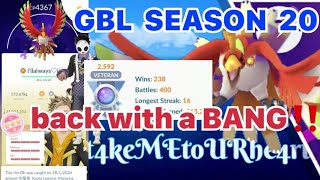 MASTER LEAGUE GBL SEASON 20  MAX OUT  POKEMON GO [upl. by Lewej]