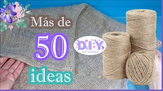 Más de 50 ideas de manualidades con tela de arpillera y cuerda de yute y otros materiales reciclados [upl. by Gnuh]