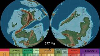 Plate tectonics Paleogeography amp Ice Ages dual hemispheres [upl. by Tiebold126]