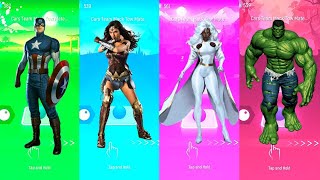 Captain America vs Wonder Woman vs Storm vs Hulk  Tiles Hop EDM Rush [upl. by Oiracam162]