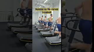 Running on the curved nonelectrical treadmill in the gym 🤟fitnessequipment treadmill [upl. by Lisab]