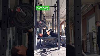 First of 3x6 55kg Bench Press Medium Grip 2quot Pause [upl. by Daveen643]