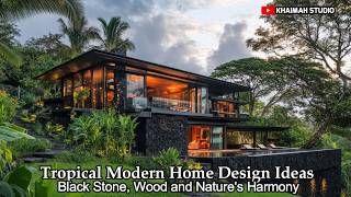 Tropical Modern Home Design Ideas Black Stone Wood and Natures Harmony [upl. by Basso178]