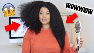 I Tried A Hair Straightening Brush On My VERY THICK Natural Hair [upl. by Emeric]