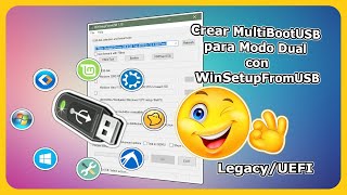 Crear MultiBootUSB para Modo Dual con WinSetupFromUSB Legacy amp UEFI [upl. by Nnairac]