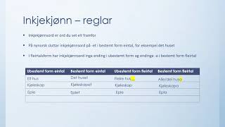 Kort fortalt Nynorske substantiv 3 Inkjekjønn [upl. by Ytirahs]