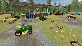 Finding tons of trash and gold with our Lawn business  Farming Simulator 22 [upl. by Esaertal]