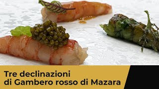 Gambero rosso di Mazara a crudo  3 diversi abbinamenti [upl. by Lednek151]