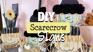 2 DOLLAR TREE SCARECROW SIGNS  SCARECROW AND WITCH  FALL FARMHOUSE SIGNS [upl. by Ffilc268]