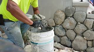 StoneVeneerPiedraDeFabricaTutorial Como Pegar Piedra Laying Stone Veneer [upl. by Fayola]