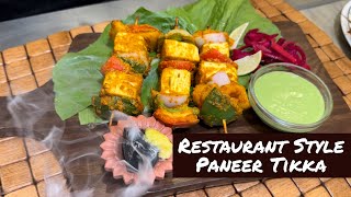 Restaurant Style Paneer Tikka  Smoked Paneer Tikka with easy Mint Chutney by Powerchef Pranav [upl. by Ennairej948]