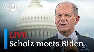 Watch live German Chancellor Scholz meets US President Biden amid Ukraine border crisis  DW News [upl. by Llerrod]