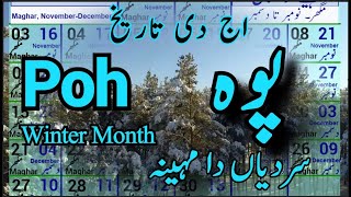 Poh Aaj ki Tareekh Jantri Today Date Desi Month پوہ Punjabi Month December January [upl. by Necyrb721]