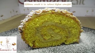 Gâteau roulé à la crème légère vanillé  Recette facile [upl. by Mingche]