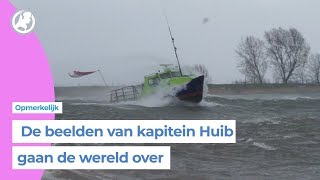 Schipper Huib Bijl gaat viral na trotseren storm in veerboot [upl. by Ushijima]