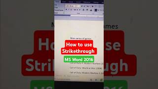 How to use Strikethrough word2016 mswordtutorial [upl. by Melita]