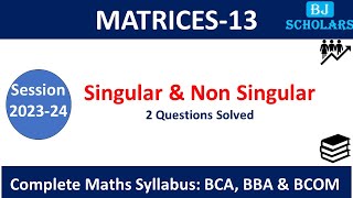 Singular and Non Singular Matrix  Questions on Singular Matrix  BCA Maths sem1 BBA 1st year maths [upl. by Recor]