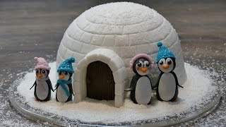 Iglu Motivtorte mit Pinguinen  WeihnachtsMotivtorte von Nicoles Zuckerwerk [upl. by Baldridge188]