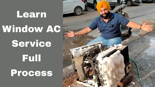 Learn Window AC Servicing full process  Window AC Cleaning at home full process [upl. by Glinys]