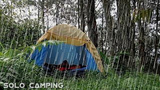 solo camping during heavy rain and storms sleeping in a very comfortable and relaxing tent [upl. by Isawk]