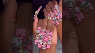 The girliest nail set EVER 🩷🤩 nailart blingnails xlnails nailvideos nailinspo nailtutorial [upl. by Okorih306]