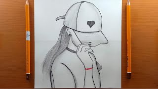 Disegno Ragazza Con Cappello Cuore con una matita  Facile Disegno Una Bella Ragazza Con Un Cappello [upl. by Anillek]