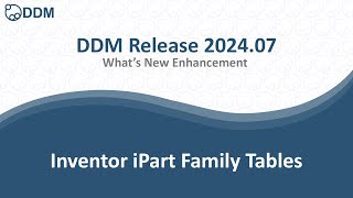 DDM Release 202407  Inventor iPart Family Table [upl. by Ailiec733]