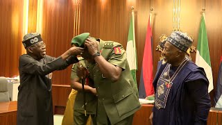 Tinubu decorates acting COAS Oluyede with new rank [upl. by Eetnod276]