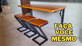 Como Fazer uma Banqueta DIY para Mesa de Bancada – Fácil e Rápido [upl. by Ydor]