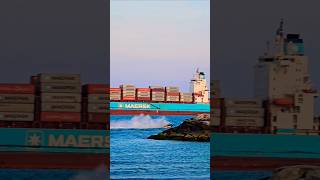 MAERSK BAYETE on the Rocks🌊🌊containership ship wow epic waves oiltanker [upl. by Ahsyekat]