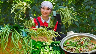 Harvest long Cowpea Goes to market sell  Whose harvesting do you like better Me or my sister [upl. by Nuhsed]