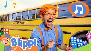 WHEELS ON THE BUS  BLIPPI MUSIC VIDEO  Sing Along With Me  Kids Songs [upl. by Enneiviv672]