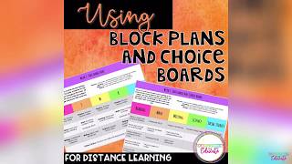 Block Plan and Choice Board Lesson Plans [upl. by Adaj]