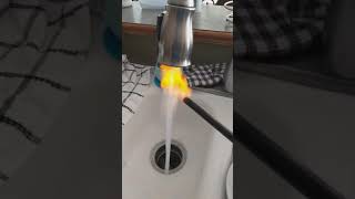 Igniting Hydrogen H2 gas from water heater at kitchen faucet [upl. by Laaspere676]