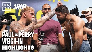 Jake Paul vs Mike Perry Weigh In Descends Into Brawl [upl. by Ynnij144]