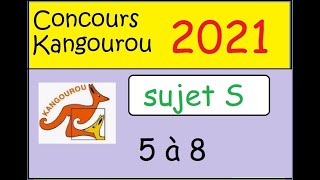 Concours Kangourou 2021 sujet S1ère et Term spé math questions 5 à 8 [upl. by Ynoble310]