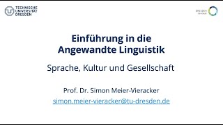 Einführung in die Angewandte Linguistik – Sprache Kultur und Gesellschaft [upl. by Niraj]