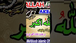 Allah hu Akbar Ka Wazifa  Allah K Name ka Wazifa 41 Din Parh Len  Har Hajat Pori allahuakbar [upl. by Ahserb]